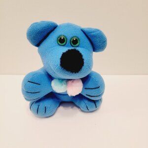 Vtg Mini Dan Brechner Blue Pom Pom Tie Mouse Stuffed Animal Plush Toy